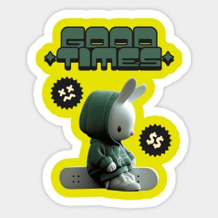 Good times skateboarding bunny character Sticker